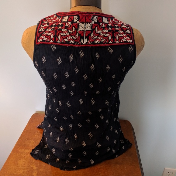 Lucky Brand Red Blue Sleeveless Shirt Sz S - Picture 2 of 3